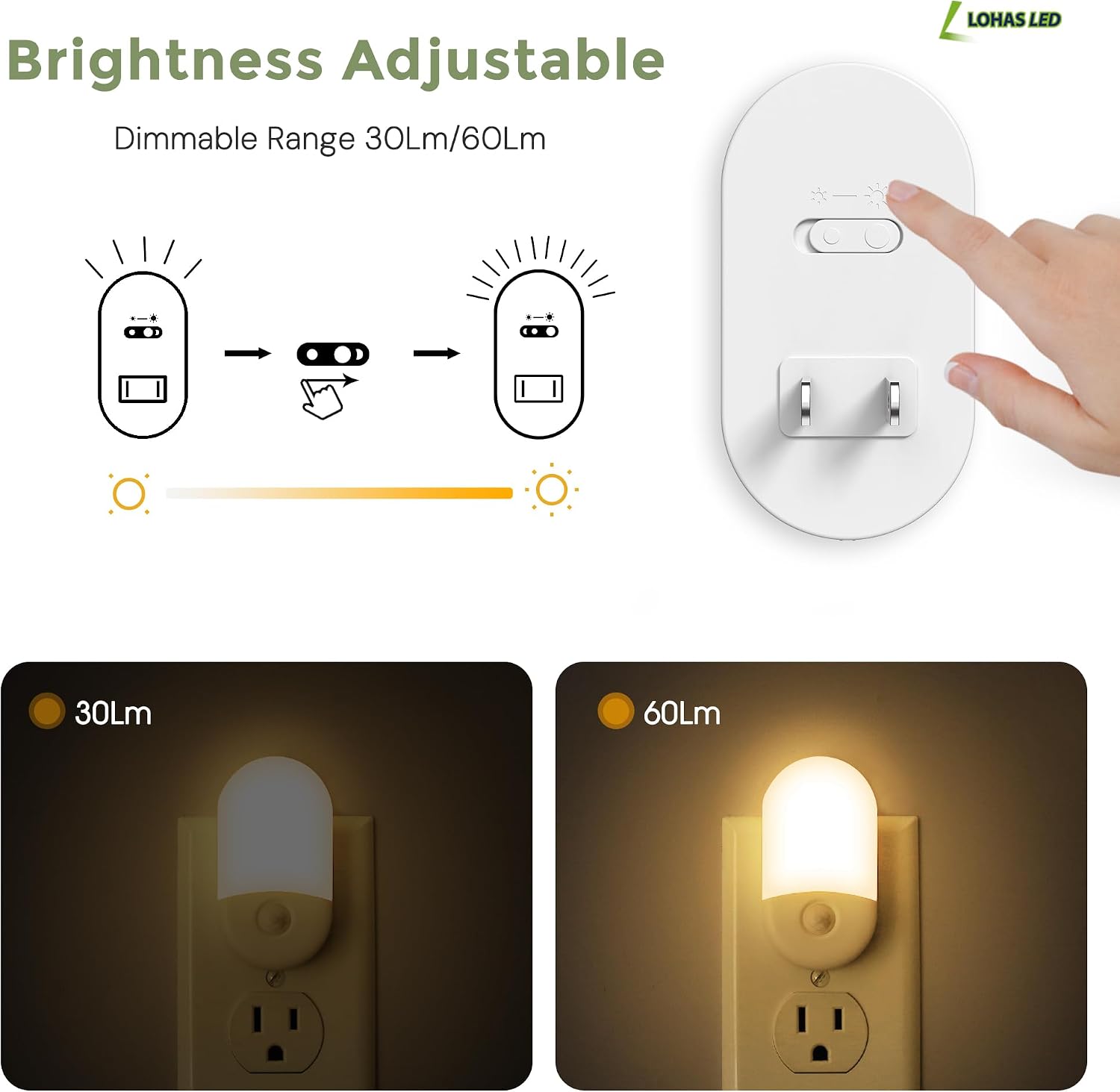 L LOHAS LED Motion Sensor Night Light, 2Pack, Motion Activated Night Light, Night Lights Plug into Wall, 3CCT Amber/3000K/5000K…