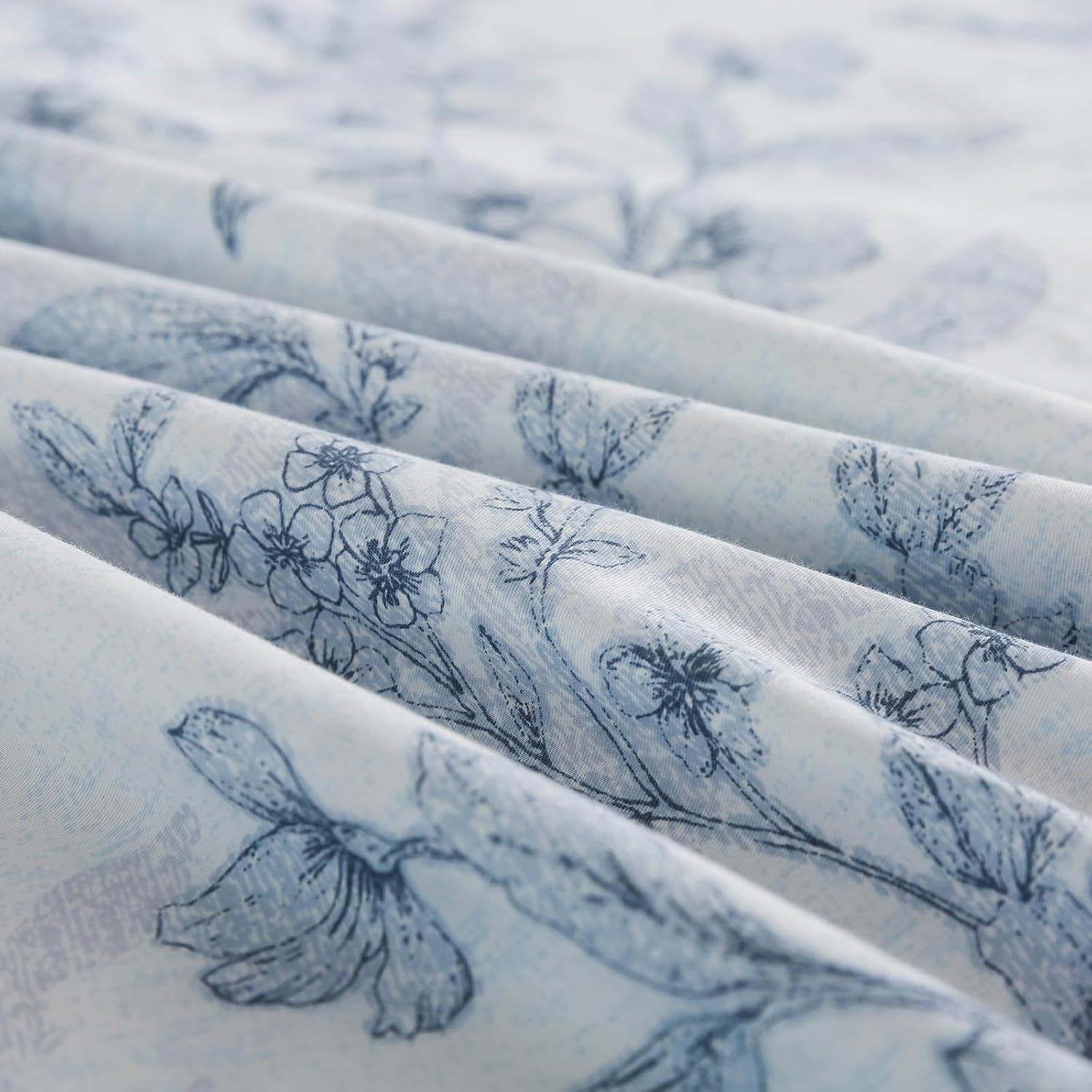 Puralens Grey Floral Duvet Cover King Size 3Pcs, 100% Cotton Flower Patterned Boho Comforter Cover Set with Zipper, Soft Crisp White Percal…
