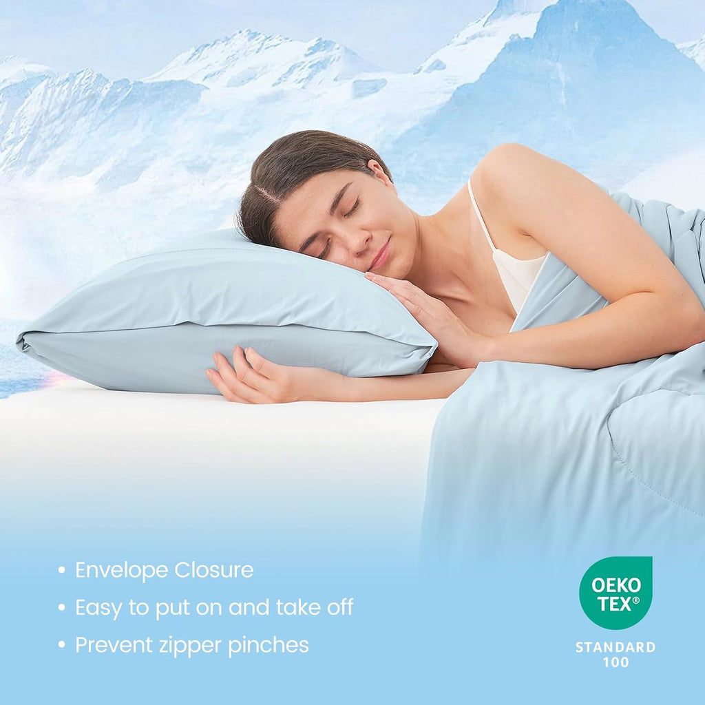 CozyBliss Cozy Bliss 2pcs Cooling Pillow Cases Set for Hot Sleepers & Night Sweats, Q-Max 0.5 Silky Wrinkle-Free Pillow Covers with Envelop…