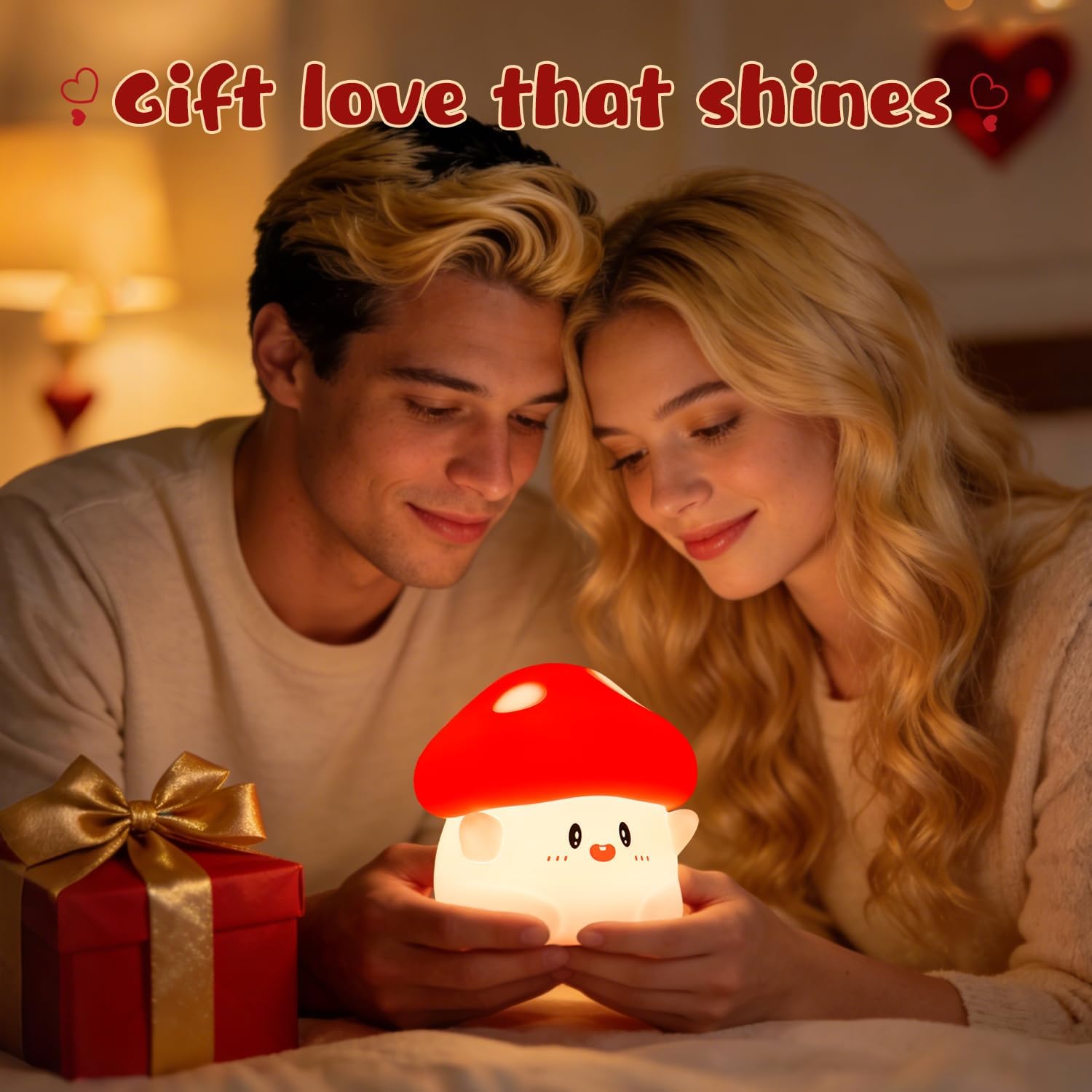 Rytinazzz Silicone Night Light for Kids, 50H Long Battery Mushroom Lamp, Gift for Kids, Cute Bedside Light for Girls Room, Rechargeable…