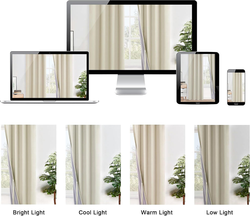 Xwzo 100% Blackout Curtains - Heat and Full Light Blocking Drapes with Black Liner for Bedroom/Laundry Room, Grommet Top Window Panels with…