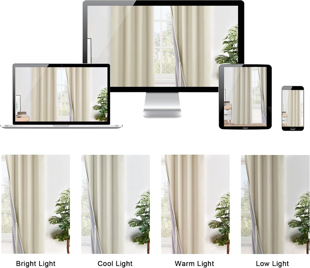 Xwzo 100% Blackout Curtains - Heat and Full Light Blocking Drapes with Black Liner for Bedroom/Laundry Room, Grommet Top Window Panels with…