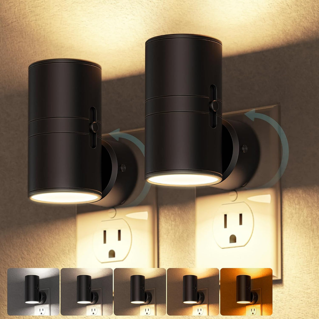 WelcometoBriigniteenjoyyourtimehere Briignite Night Lights Plug into Wall, 5CCT LED Night Light Plug in, Dusk to Dawn Sensor, 330° Swivel P…