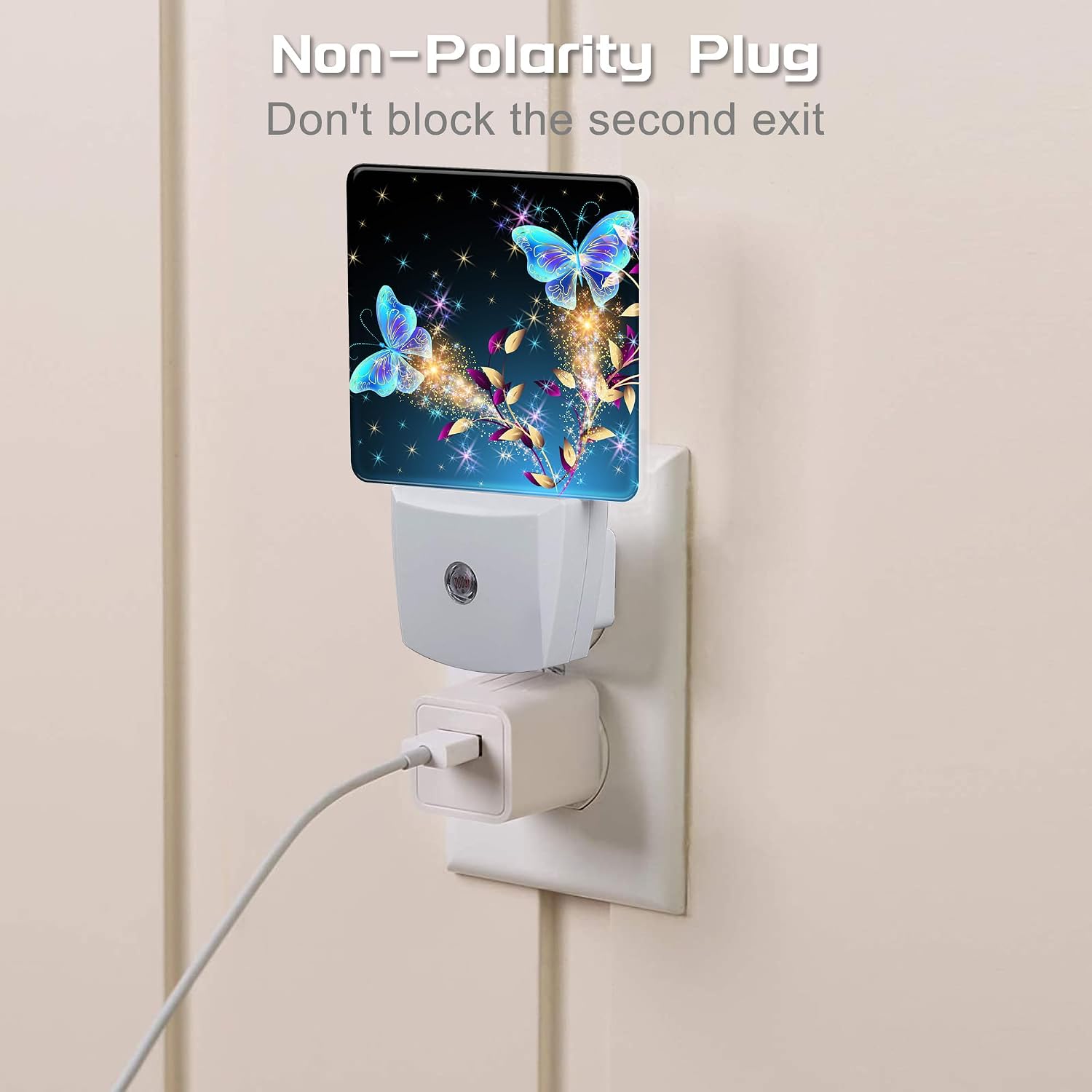 Magical Butterflies with Flowers Night Light Plug into Wall, Glitter Sparkle Butterfly Dusk to Dawn Night Light Plug in,0.5w Energy…