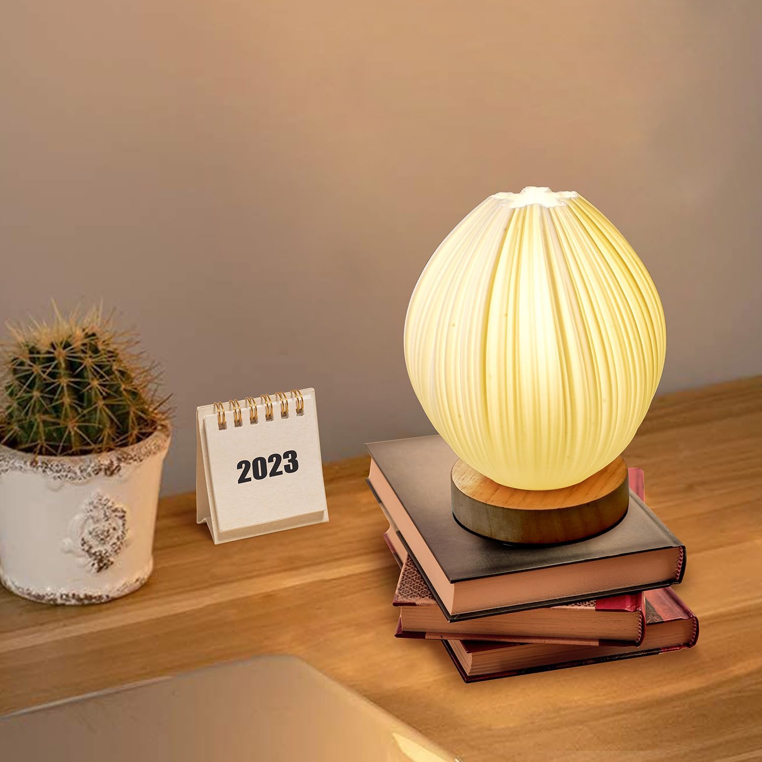 Zenply Novelty Small Table Lamp for Bedroom & Living Room, Vintage Style Striped Night Light, Mini Bedside Lamp for Small Spaces & Kids…