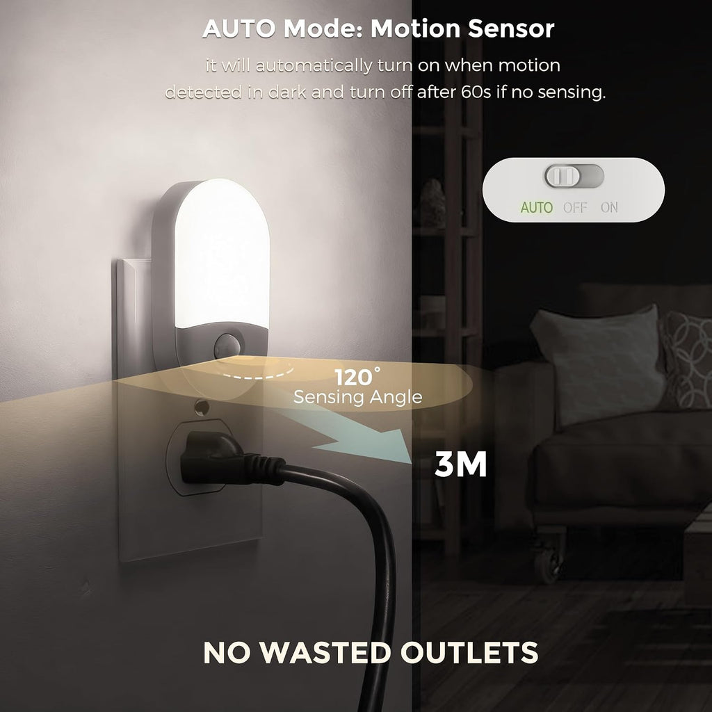 L LOHAS LED Motion Sensor Night Light, 4Pack, Motion Activated Night Light, Night Lights Plug into Wall, 3CCT Amber/3000K/5000K…