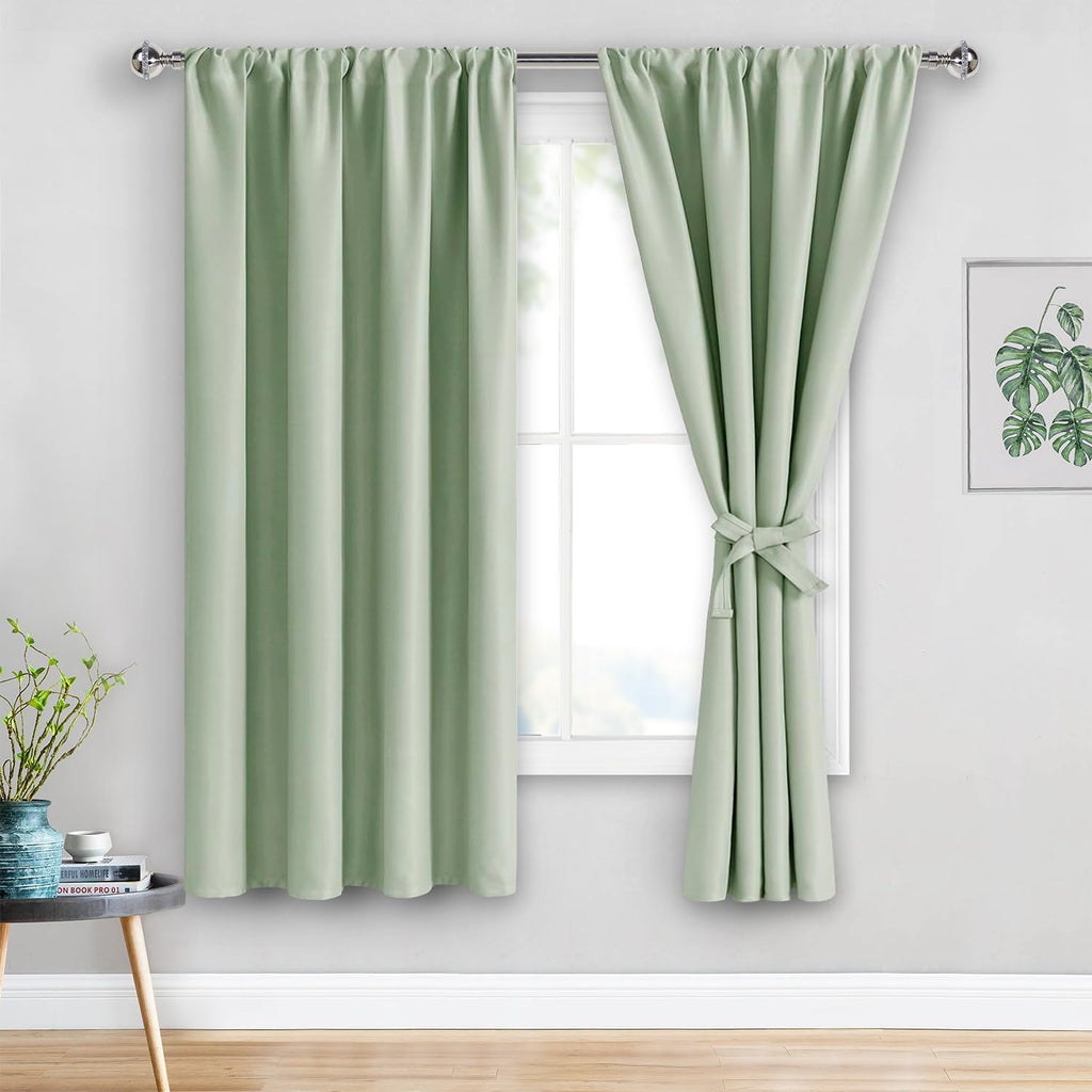 Jiuzhen Blackout Curtains for Bedroom/Living Room - Thermal Insulated Room Darkening Rod Pocket Curtains for Living Room, Set of 2 Panels w…