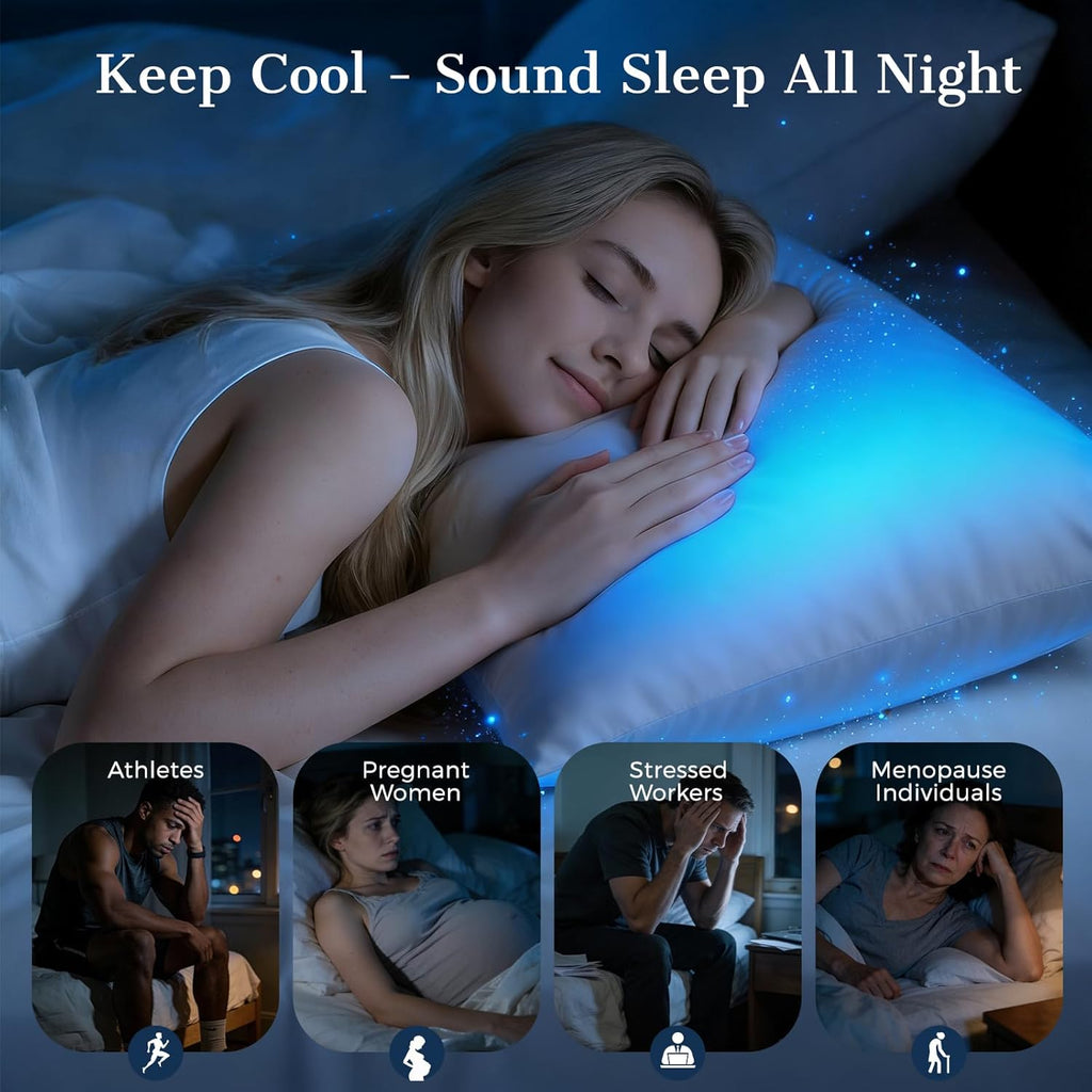 Cooling Pillow Cases 2 Pack King Size Cooling Pillowcases for Hot Sleeper Q-Max>0.5, Hydrates Skin & Hair, Reduces Wrinkles & Frizz, Soft…