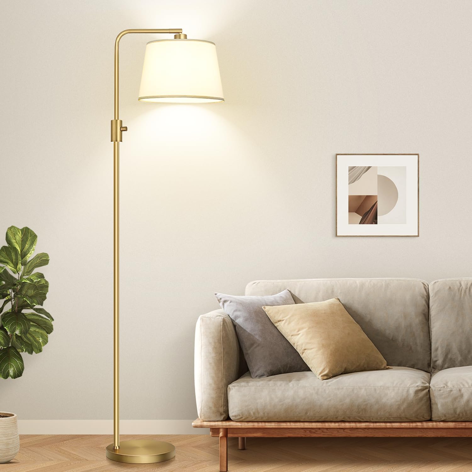 Upgraded】 Dimmable Floor Lamp, 1000 Lumens LED Edison Bulb Included, Arc Floor Lamps for Living Room Modern Standing Lamp with Shade…