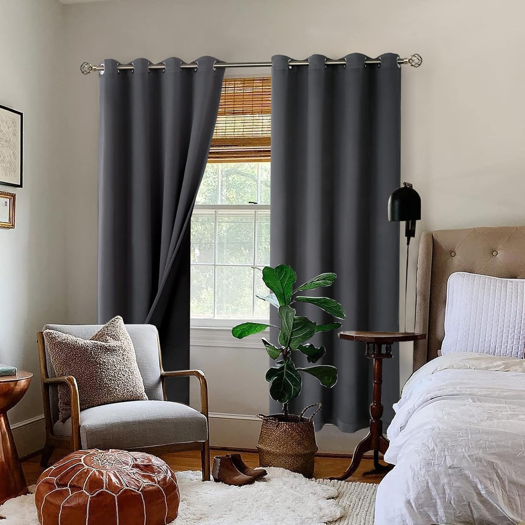 BGment Dark Grey Blackout Curtains for Bedroom Window 84 Inch Length 2 Panels Set, 100% Light Blocking Thermal Insulated Grommet Drapes for…