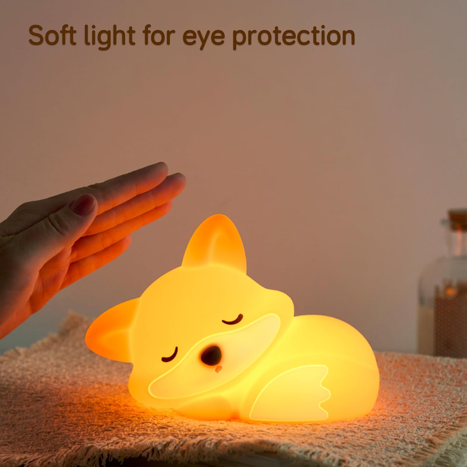 Led Cute Fox Night Light, 2 Levels Dimmable Timer Nursery Nightlight for Kids, Rechargeable Touch Bedside Lamp, Used for Camping Party…