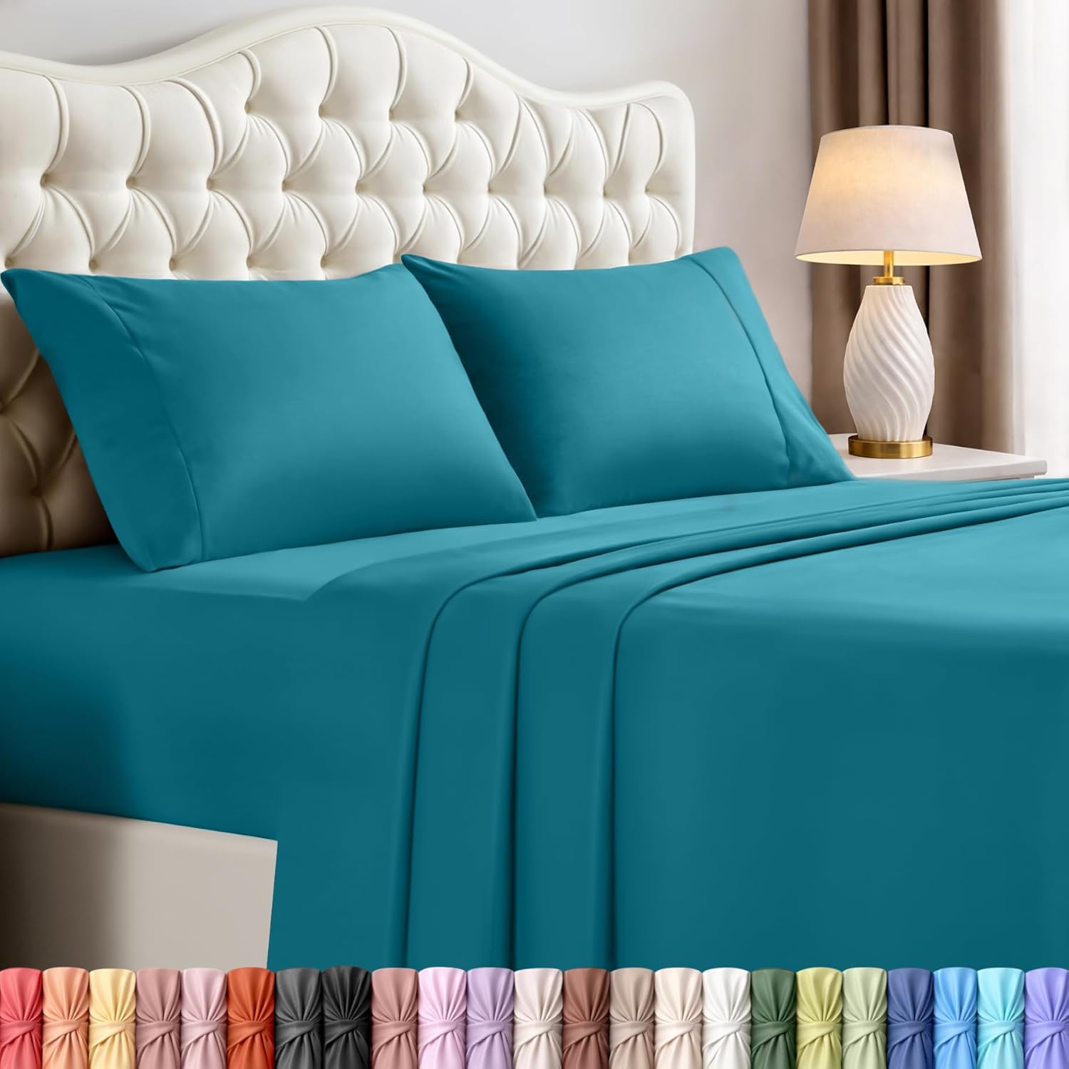 Utopiabedding Utopia Bedding California King Size Sheet Set – 4 Piece Bed Sheets, Soft and Breathable Microfiber, Includes 1 Fitted Sheet,…