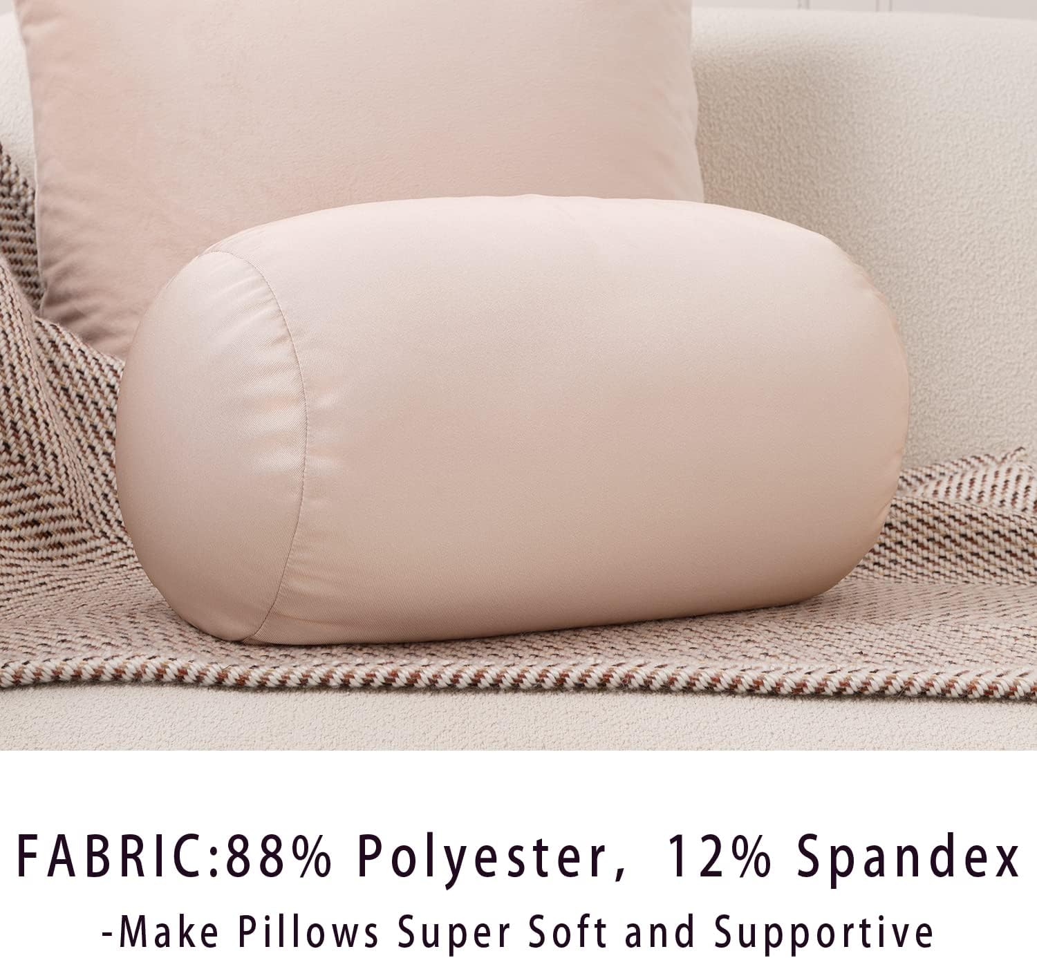 Squish Bean Bed Microbead Pillow Bolster Tube Body Pillow Smooth Cool Touch Fabric Neck & Back Support Throw Travel Pillow Fun Colors…