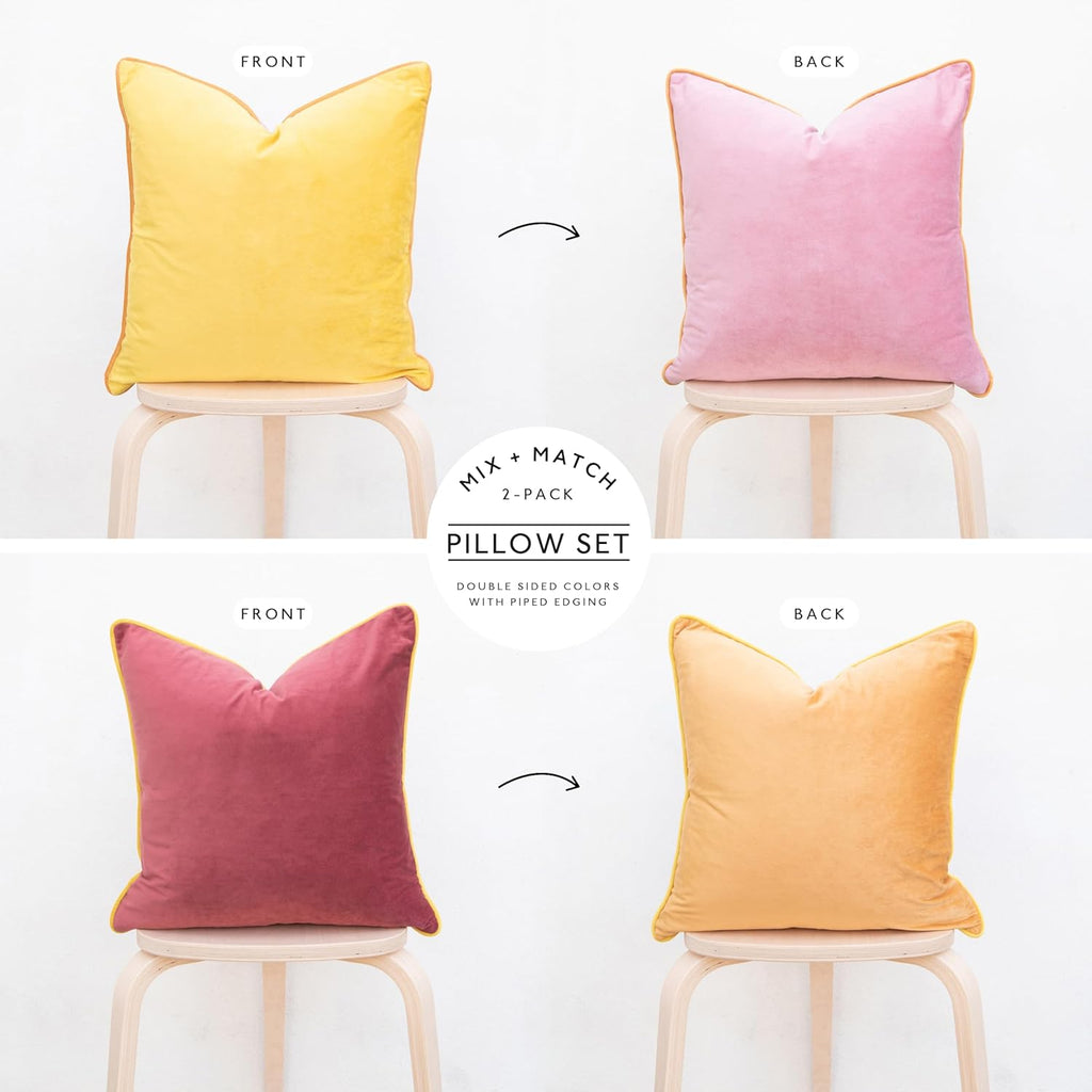 MONDAY MOOSE Decorative Throw Pillow Covers Cushion Cases, Set of 2 Soft Velvet Modern Double-Sided Designs, Mix and Match for Home…