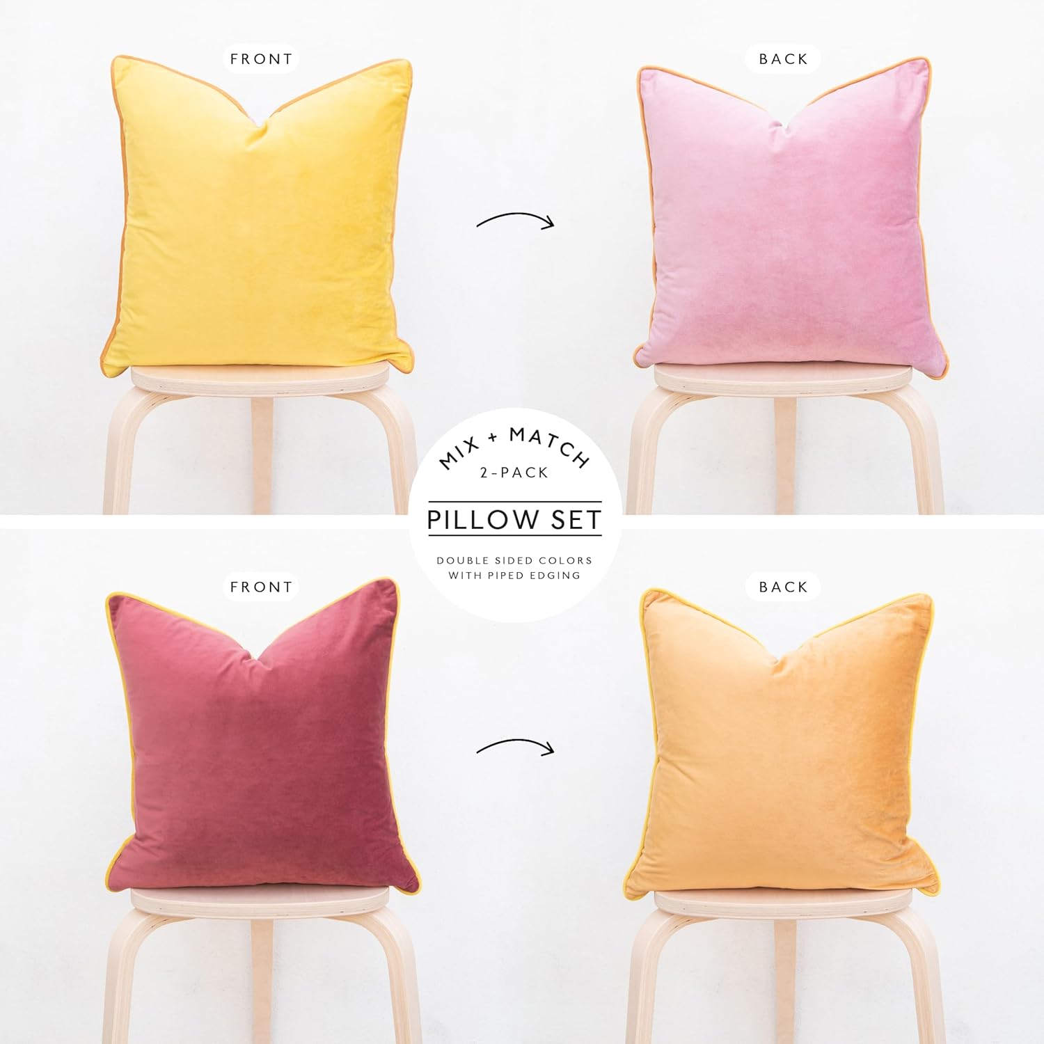 MONDAY MOOSE Decorative Throw Pillow Covers Cushion Cases, Set of 2 Soft Velvet Modern Double-Sided Designs, Mix and Match for Home…