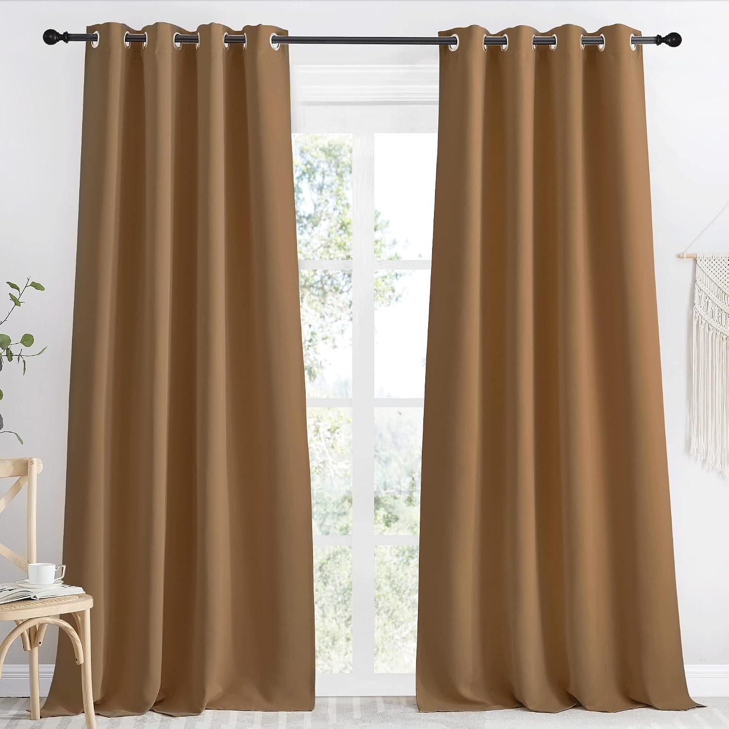 NICETOWN Gold Brown Curtain 96 inch Long, 1 Panel, W55 x L96, Grommet Blackout Thermal Insulated Room Darkening Sound Reducing Window…