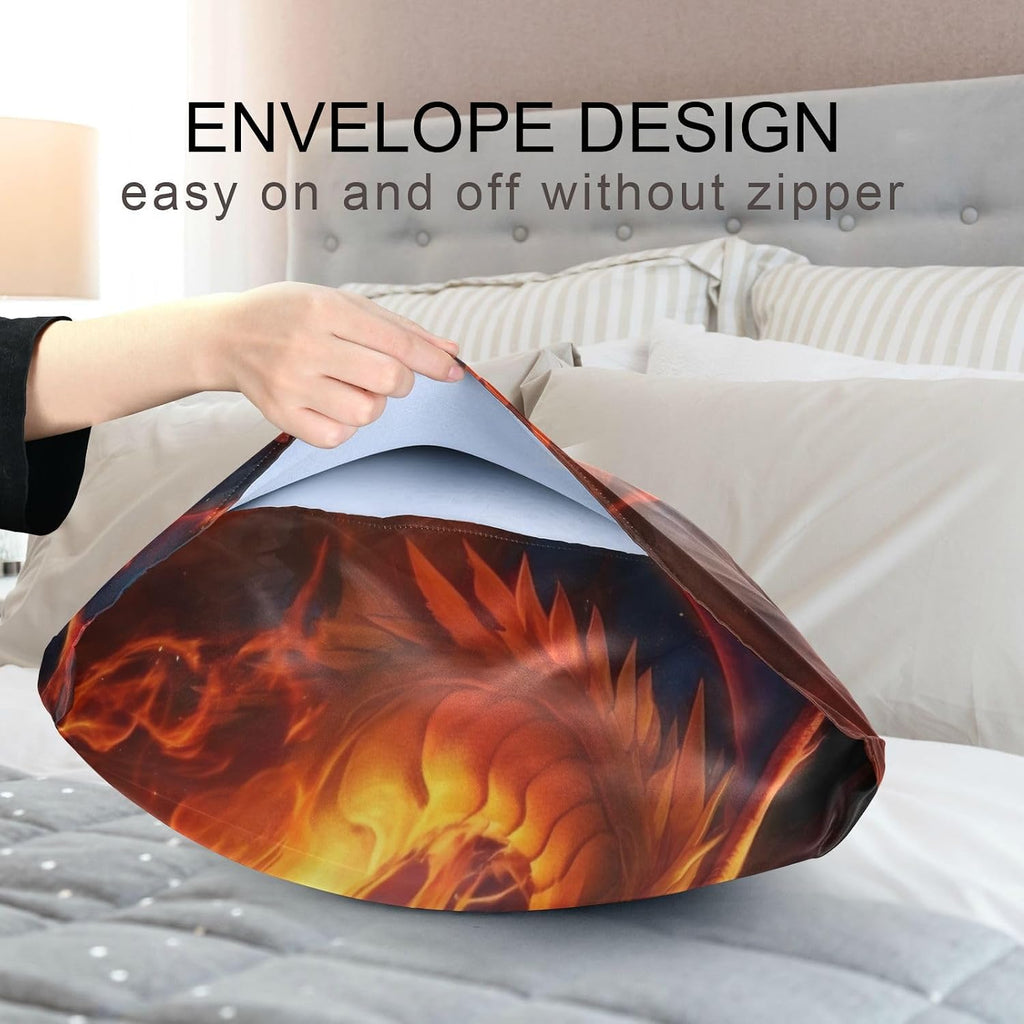 YETTASBIN Water Fire Dragon Satin Pillowcase, Soft Breathable Silk Pillow Case with Envelope Closure for Hair and Skin, Standard Size 26…