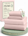 LaneLinen LANE LINEN 100% Organic Cotton Sheets Full Size Bed, Machine Washable Fully Elasticized Low Pill Fade Resistant Cotton Sheets, So…