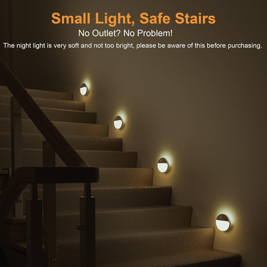YUNLEX 2 Pack Motion Sensor Night Light, Gold Yellow, 3 Lighting Modes, Stepless Dimming, Battery-Powered, Dimmable LED, Suitable for…