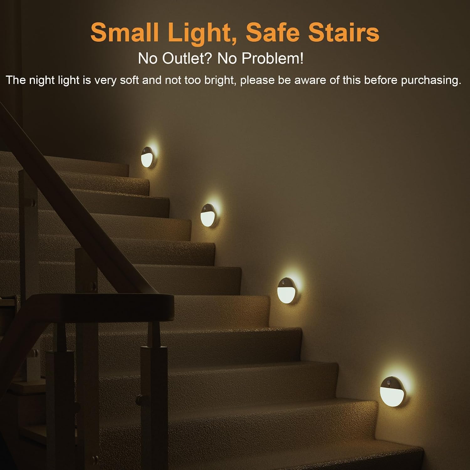 YUNLEX 2 Pack Motion Sensor Night Light, Gold Yellow, 3 Lighting Modes, Stepless Dimming, Battery-Powered, Dimmable LED, Suitable for…