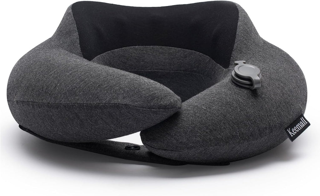 Keemall Inflatable Neck Pillow, Premium Travel Neck Pillow for Airplane Headrest Sleep - 3rd Generation, Double Comfort Plane Pillow for…