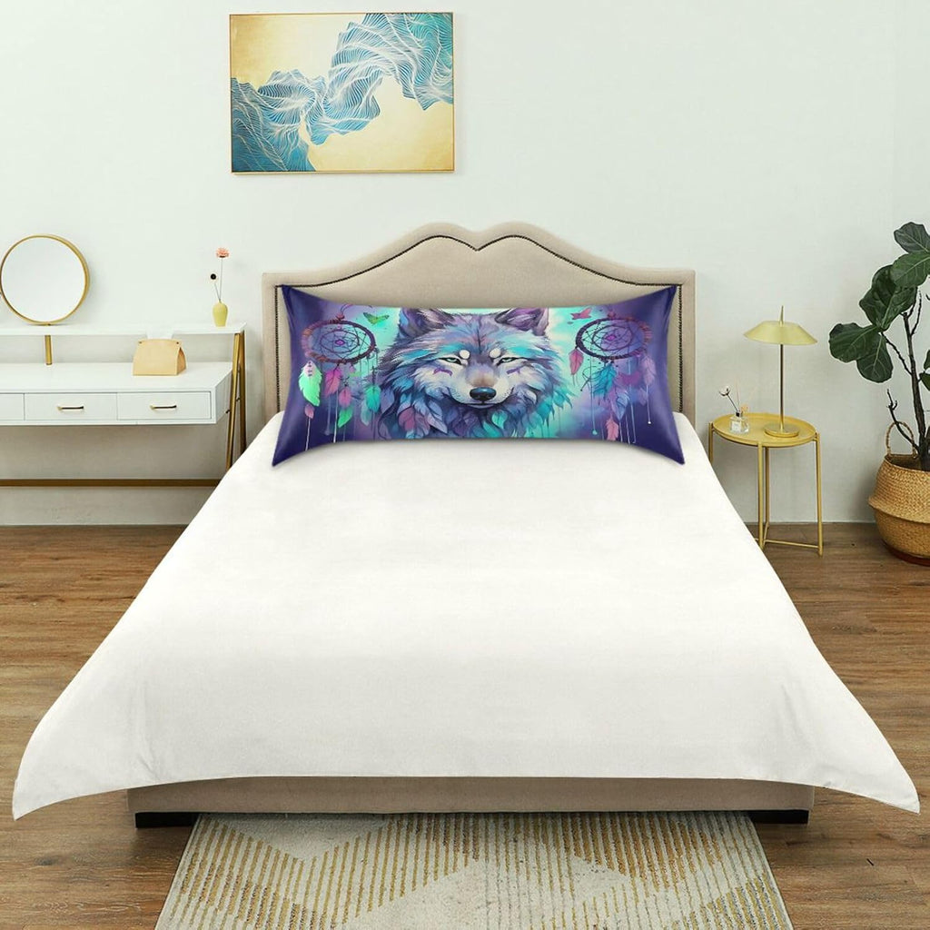 YETTASBIN Wolf Satin Pillowcase, Soft Breathable Silk Pillow Case with Envelope Closure for Hair and Skin, Standard Size 26 x 20 Inch