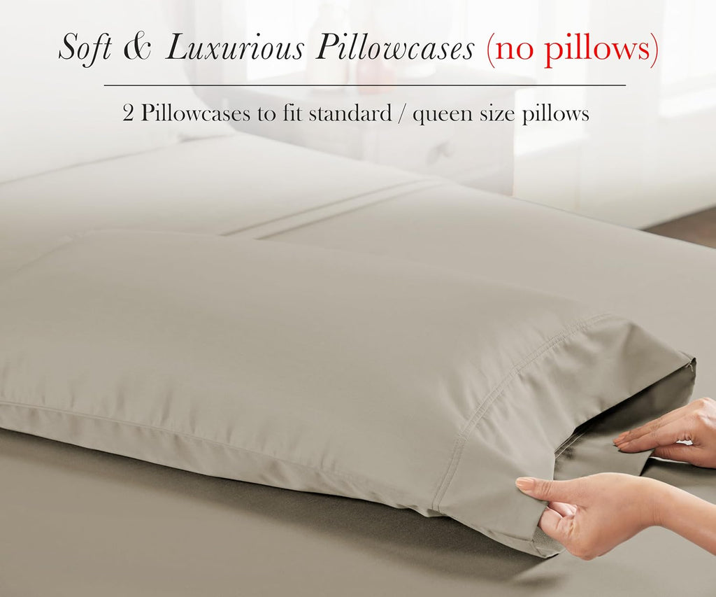 CaliforniaDesignDen California Design Den 100% Egyptian Cotton Pillowcases Standard Size/Queen Size Pillowcases Set of 2 - Sateen Weave, So…