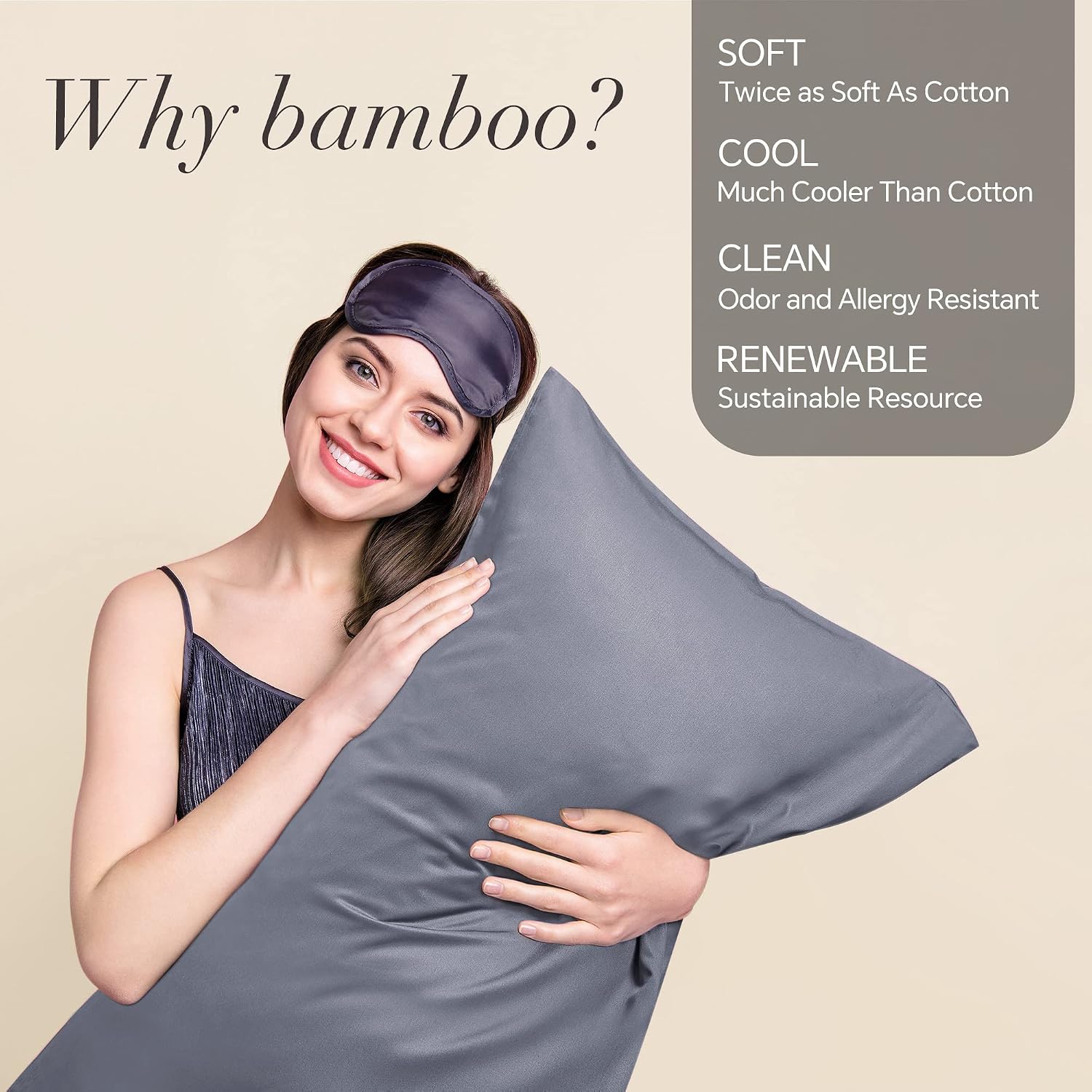 Bedelite Cooling Pillow Cases for Hot Sleepers & Night Sweats, Rayon Derived from Bamboo, Grey Pillow Cases Queen Size of 2, Breathable and…
