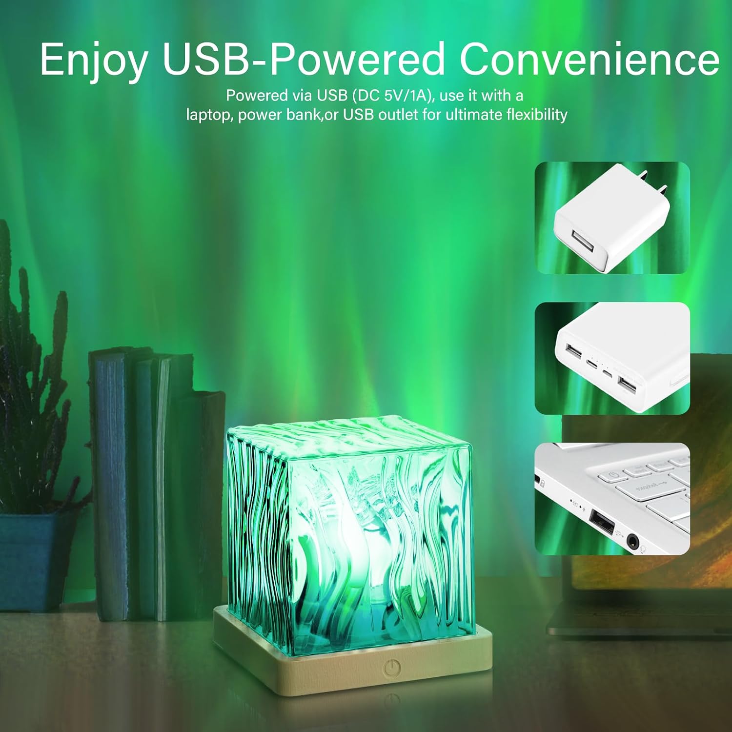 VoMii Northern Lights Projector,16 Colors Luminorthe Cube Lamp with Dynamic Wave Effect, Aurora Glow Lamp Ambient Lighting with Remote for…