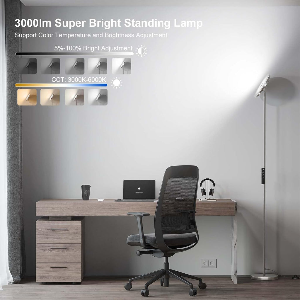 Sunmory Floor Lamps for Living Room, 32W/3000LM Super Bright LED Floor Lamp with Remote Control, 69" Tall Standing Lamp with Stepless Dimma…