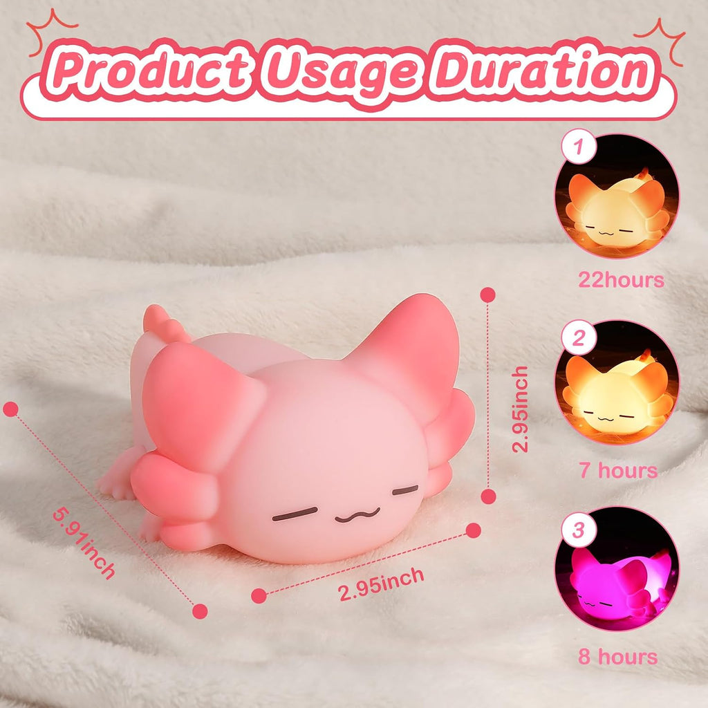 LOVERUIS Axolotl Gifts Baby Girl Colorful Squishy Night Light for Kids with Timer Cute Decorations for Bedroom Lamp Night Lights