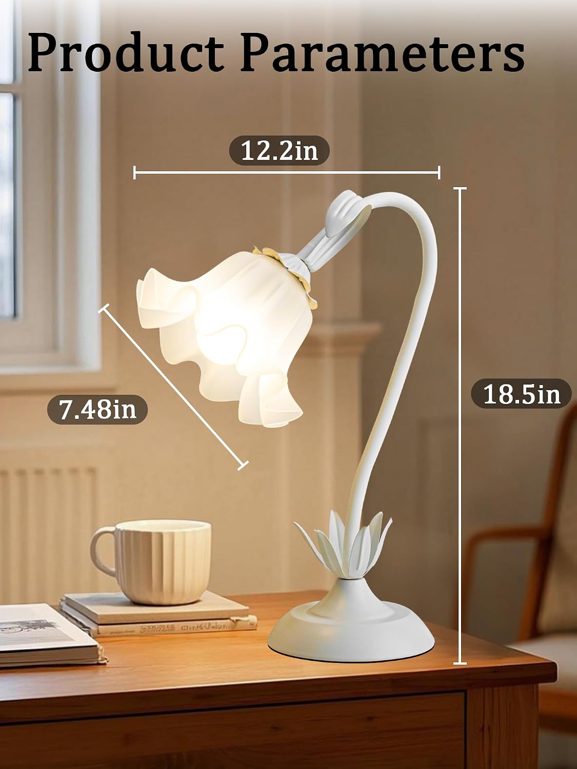 Flower Table Lamp, Bedside Table Lamp for Bedroom LED Reading Light 3 Color Modes, Vintage Flower Lamp Kawaii Table Lamps Desk Living Room…