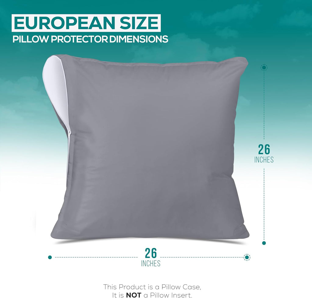 Utopiabedding Utopia Bedding 2 Pack Waterproof Throw Pillow Protectors with Zipper 26 x 26 Inches (Gray), Bed Bug Proof Pillow Case Covers,…