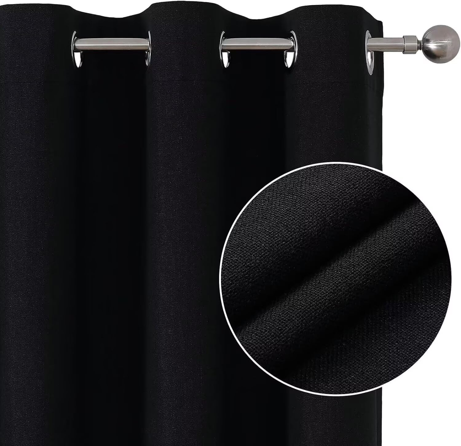 Joydeco Blackout Curtains 84 Inch Length, 1 Panel for Bedroom, Thermal Insulated Linen Black Out Curtains with Grommets (100x84)