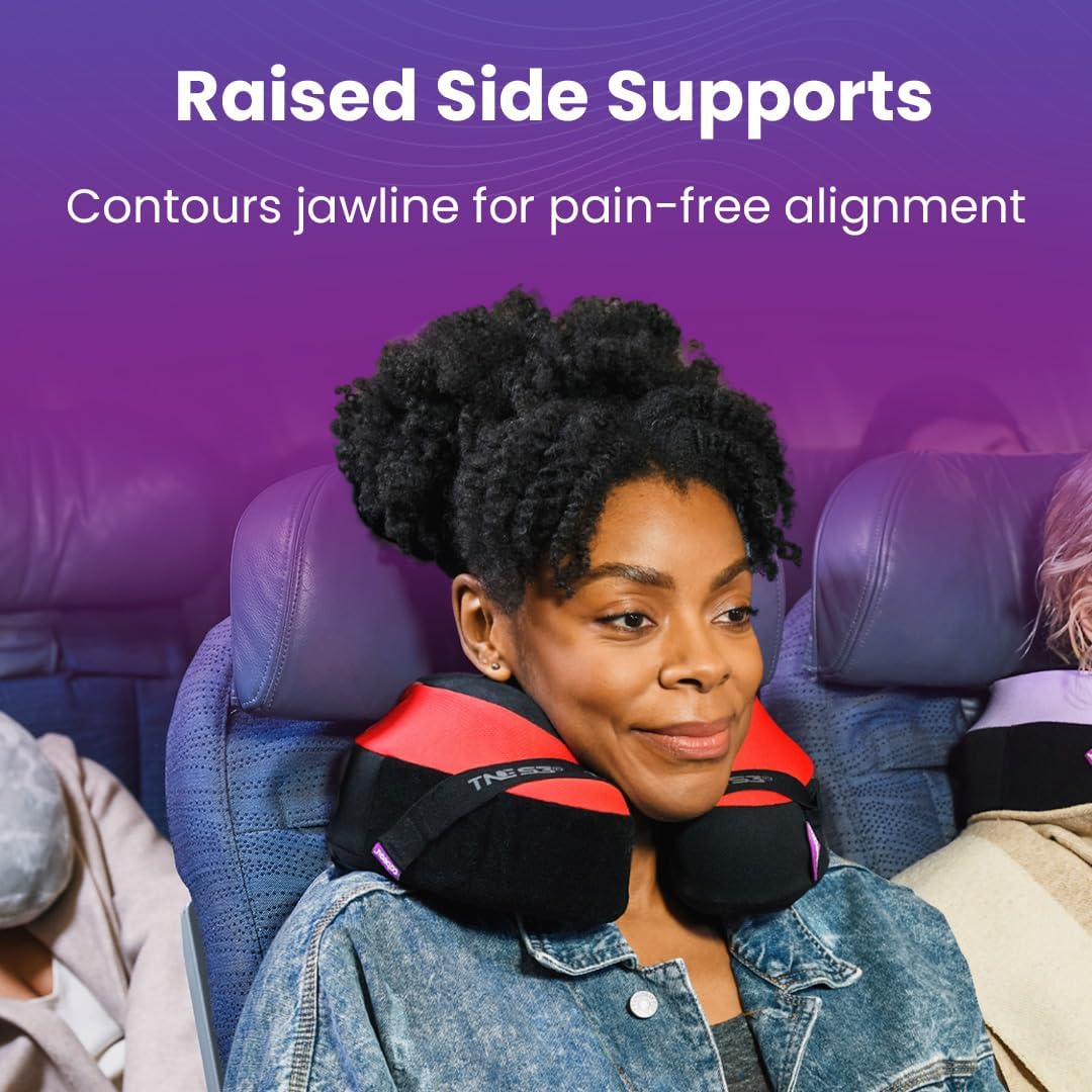 Cabeau Travel Neck Pillow for Airplanes The Neck's Evolution, TNE S3 Supportive Memory Foam Design for Long Haul Flights Attachable Seat…