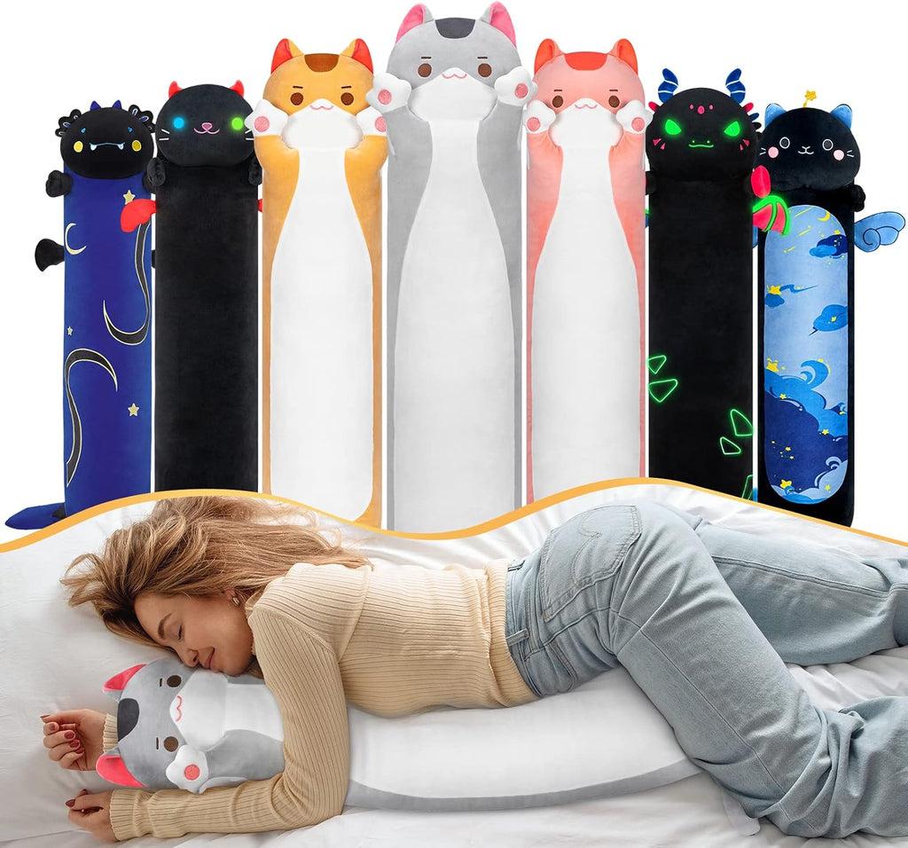 Mewaii Long Cat Plush Kids Body Pillow, 36 Inch Cute Gray Cat Stuffed Animals Soft Plushies, Kitten Kawaii Plush Throw Pillow Doll Toy…