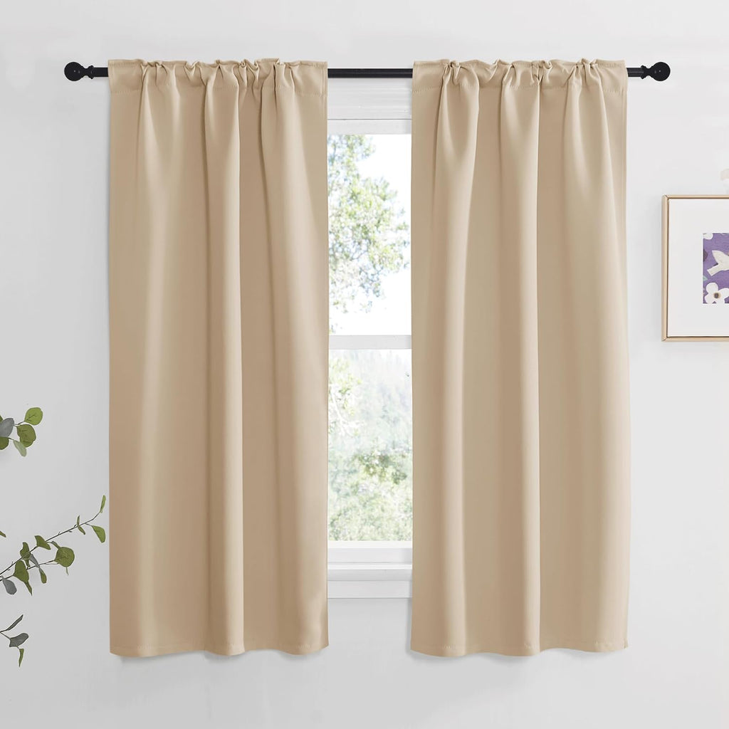 NICETOWN Window Treatment Curtains Room Darkening Drapes - (Biscotti Beige Color) 34 Width X 63 Drop Each Panel, 2 Panels Set, Thermal…