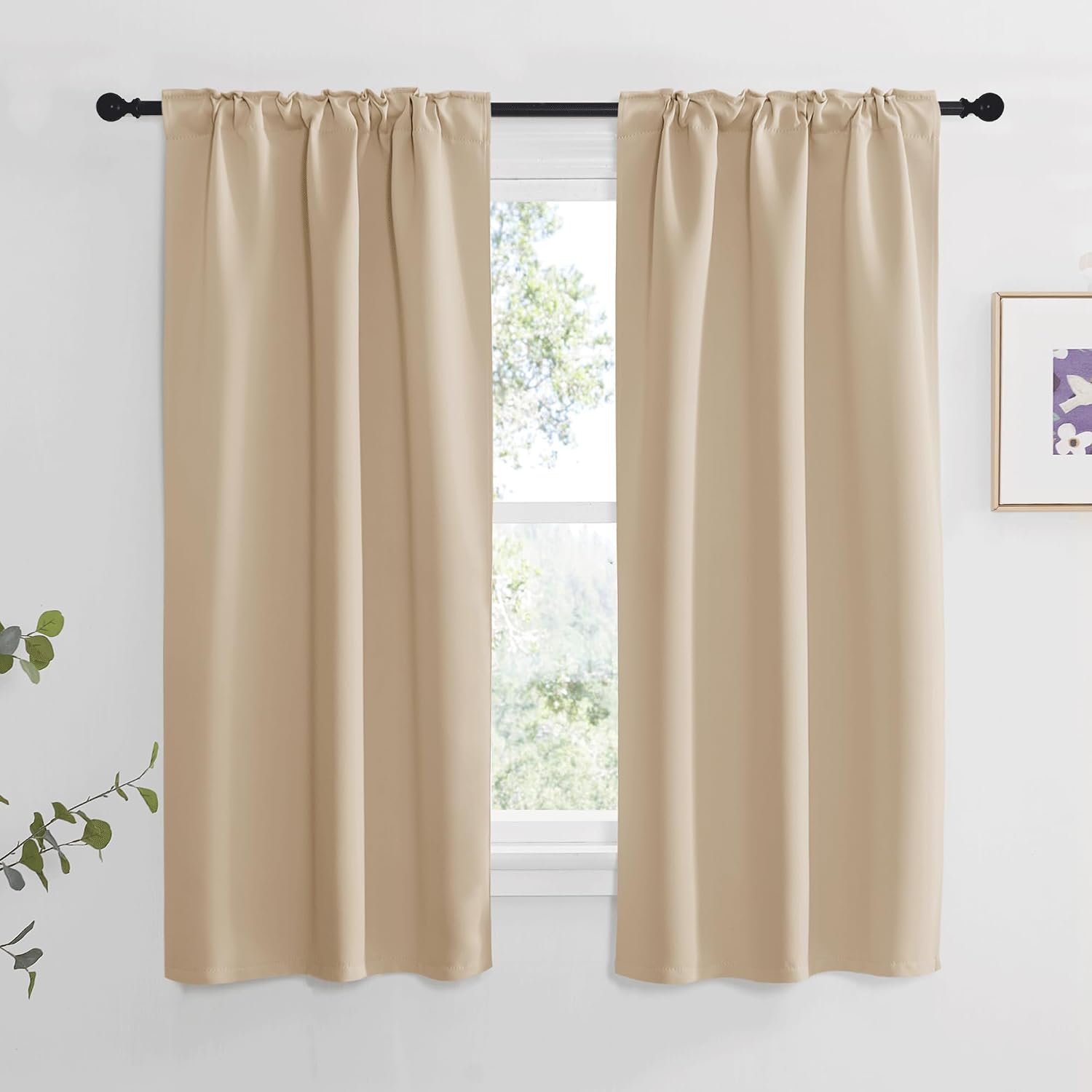 NICETOWN Window Treatment Curtains Room Darkening Drapes - (Biscotti Beige Color) 34 Width X 63 Drop Each Panel, 2 Panels Set, Thermal…