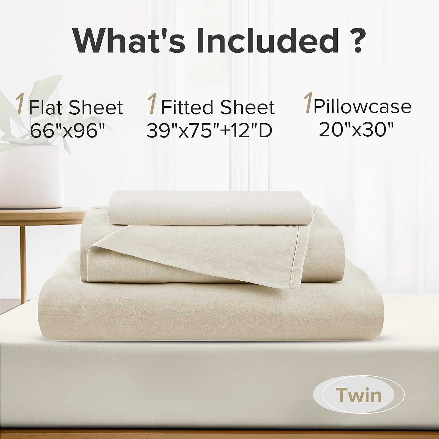 ComfortSpaces Comfort Spaces 100% Cotton Sheets Twin, Breathable & Ultra Soft Cotton Sheets, Naturally Cool Cotton Bed Sheets with 12" Elas…