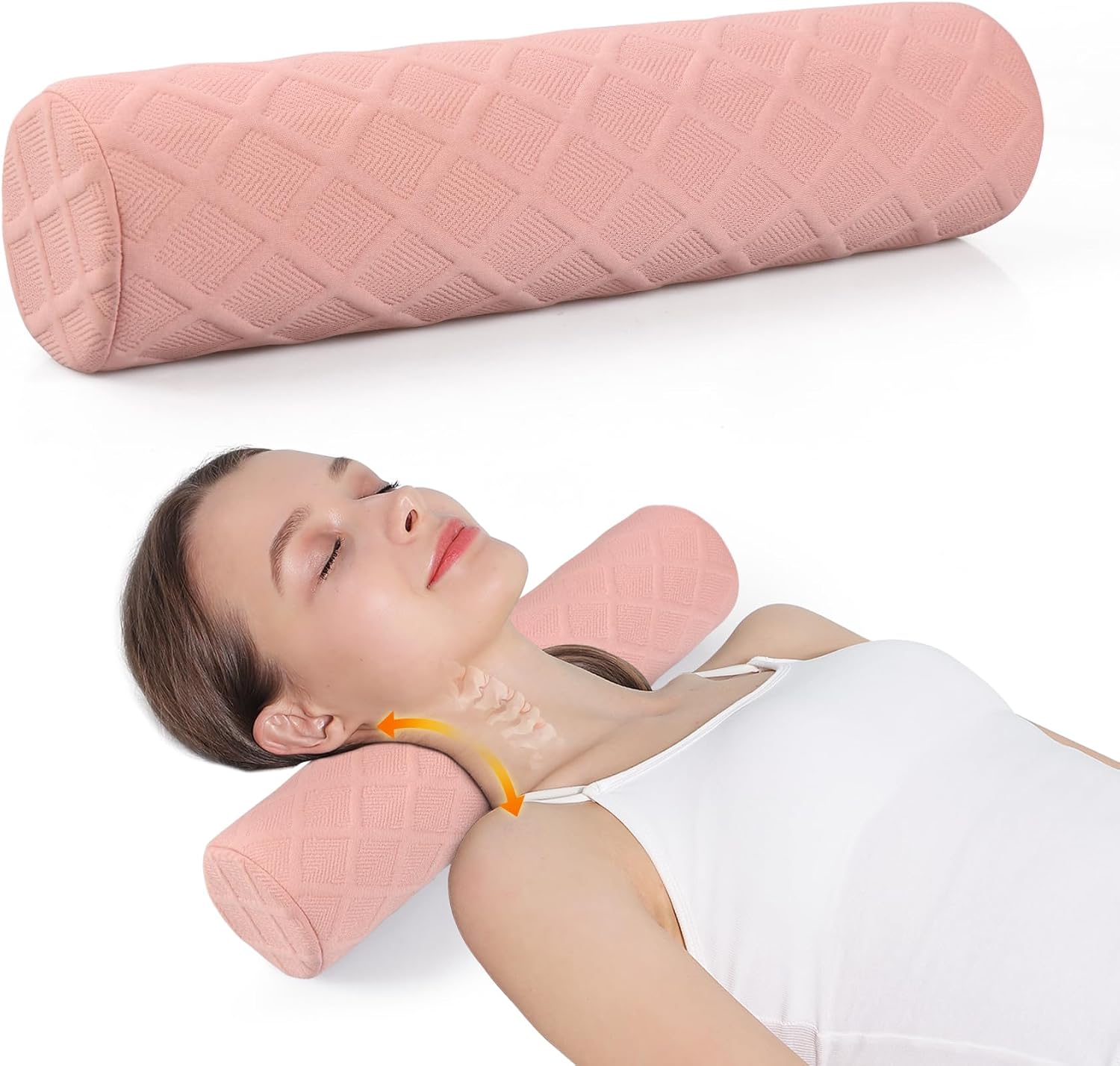 Cozyth Cervical Roll Pillow, Medium Soft Memory Foam Neck Round Pillow Cylinder Bolster Pillow for Sleeping, Round Neck Support for Bed…