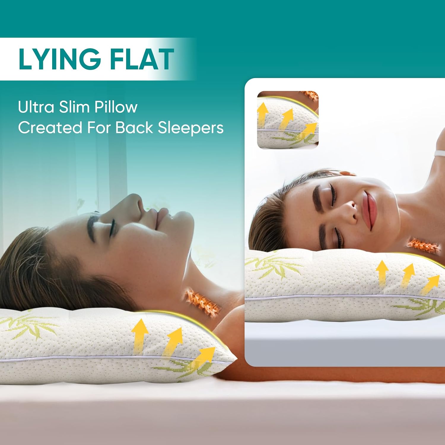 MINUPWELLHome MINUPWELL Ultra Thin Pillows, Flat Pillows for Sleeping Thin, 7D High Support 2.5 inch Height Bed Pillows for Stomach Sl…
