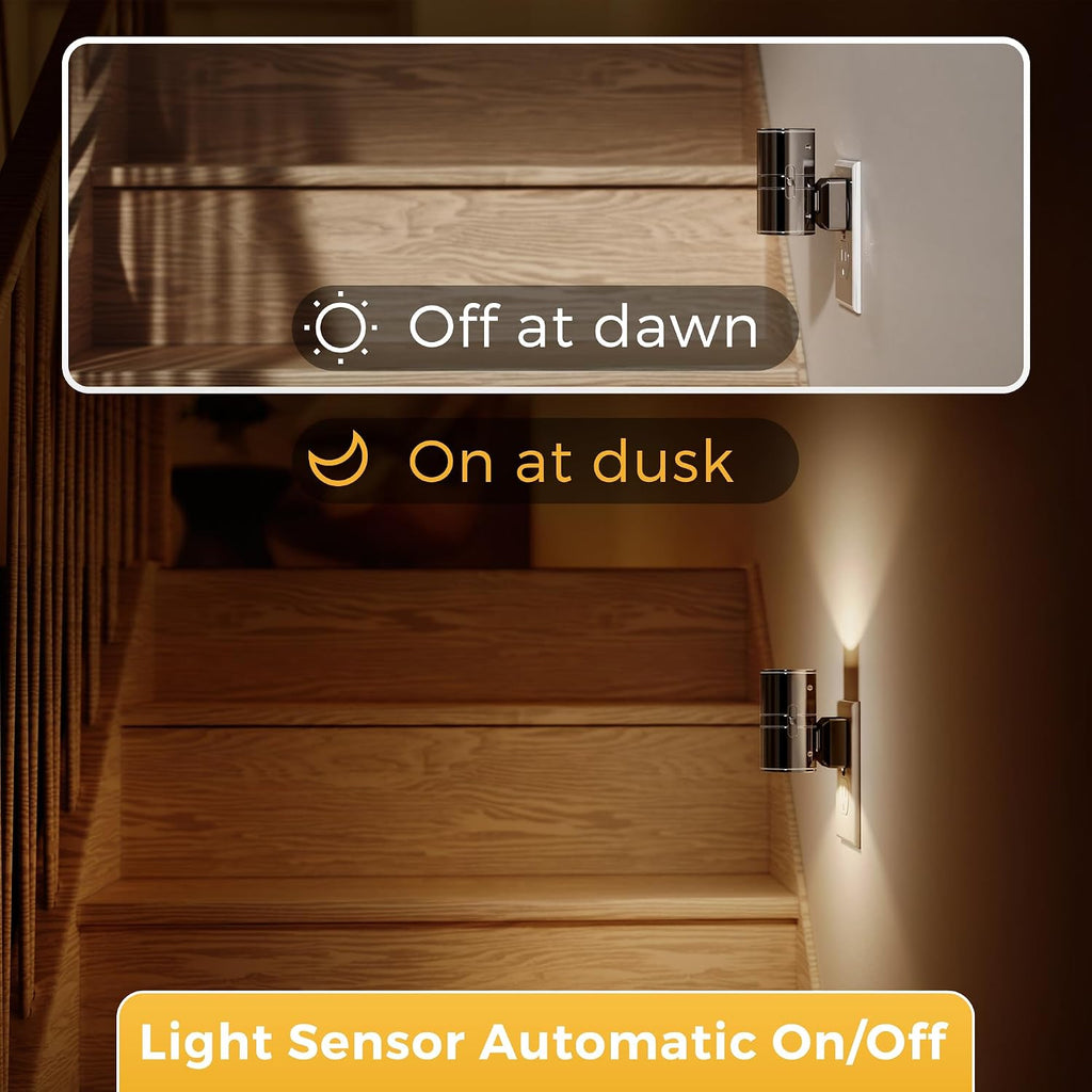 Llohasled L LOHAS LED Night Light, Automatic Night Lights Plug into Wall, 2 Pack Nightlights with Light Sensor, 3000K Soft White 0-100LM Di…