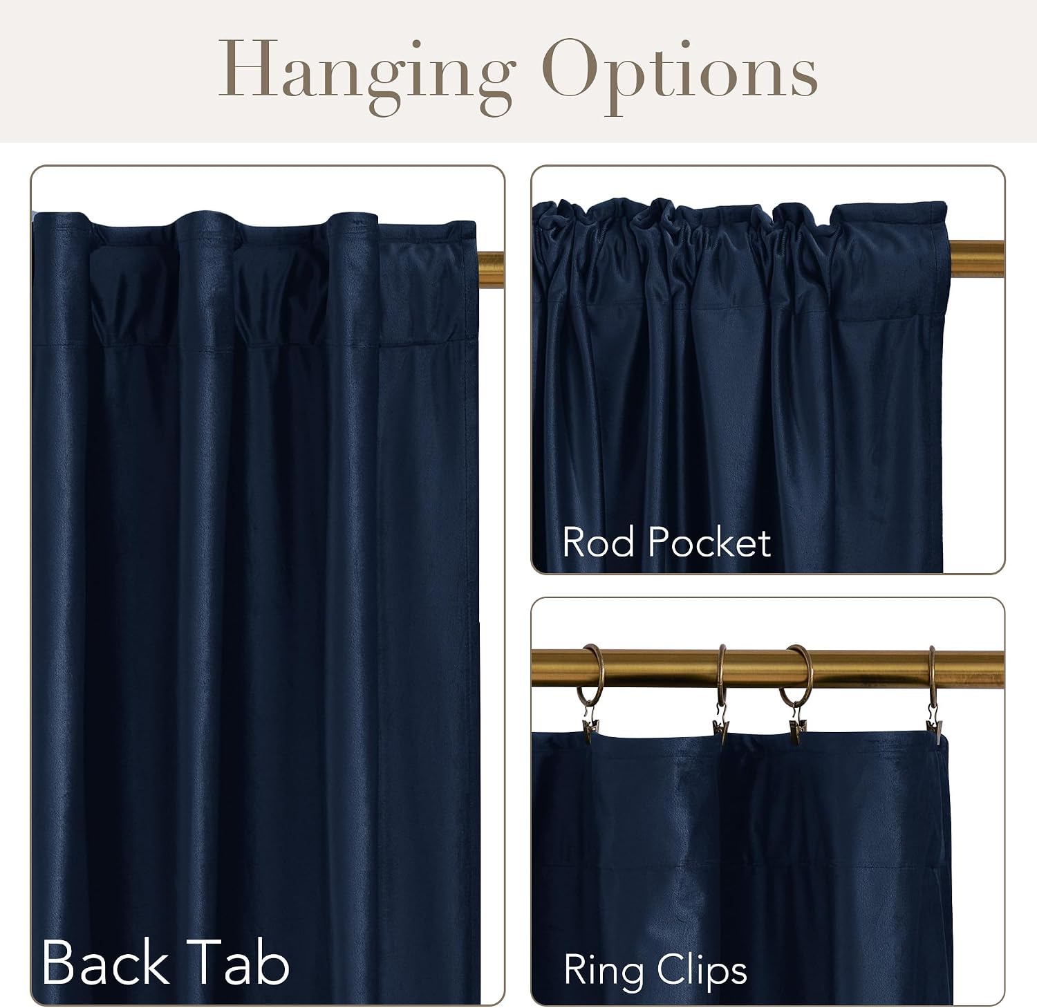 Nicetown Navy Blue Velvet 90 inch Curtains for Bedroom, Rod Pocket & Back Tab Room Darkening Luxury Window Treatments Thermal Drapes for Li…