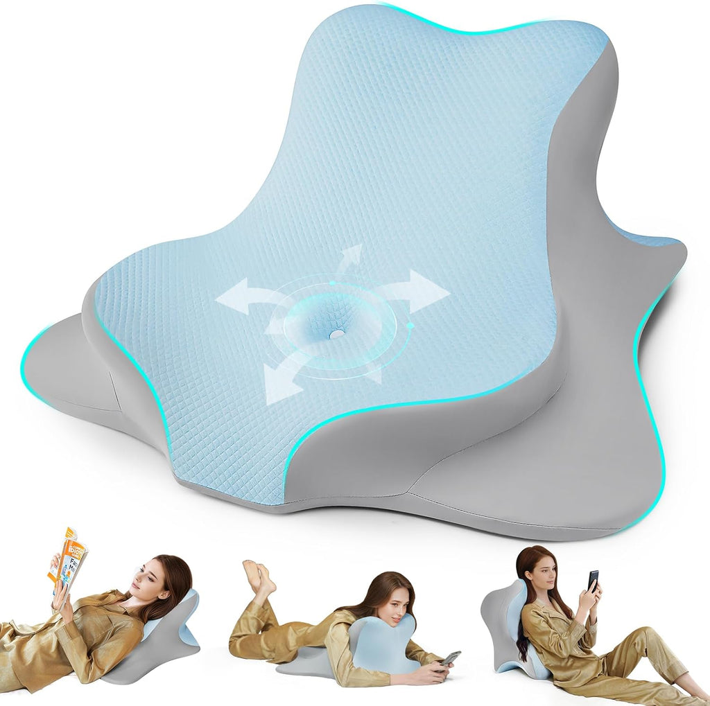 Wogahev Reading Pillow for Bed, Lying, Leaning and Prone, Ergonomic Memory Foam Bed Wedge Pillow for Headboard, Chin & Back Support Pillows…
