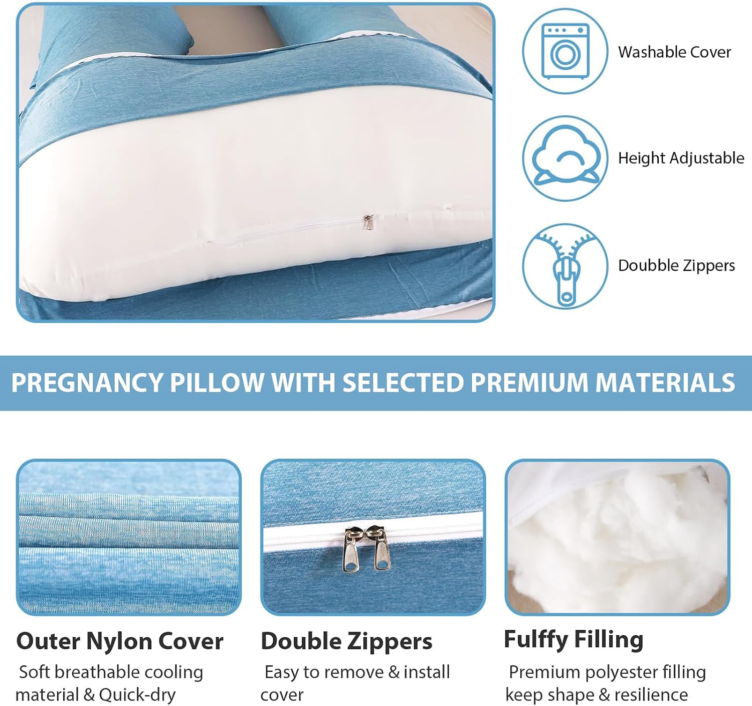 BATTOP Pregnancy Pillow for Sleeping, Maternity Pillow with Cooling Removable Cover,57 Inch Cooling Body Pillow, Support for…