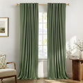 100BlackoutShield 100% Blackout Shield Olive Green Linen Blackout Curtains for Bedroom 84 Inches Long, Back Tab/Rod Pocket Living Room Drap…