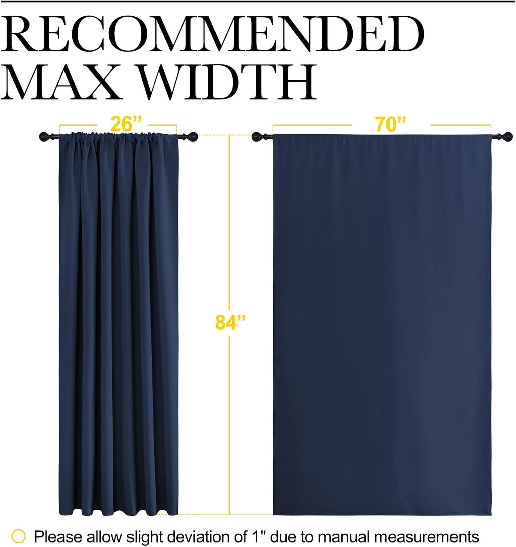 NICETOWN Living Room Curtains, Blackout Draperies, Home Decorations Thermal Insulated Solid Rod Pocket Blackout Drapes for Cafe (Navy…