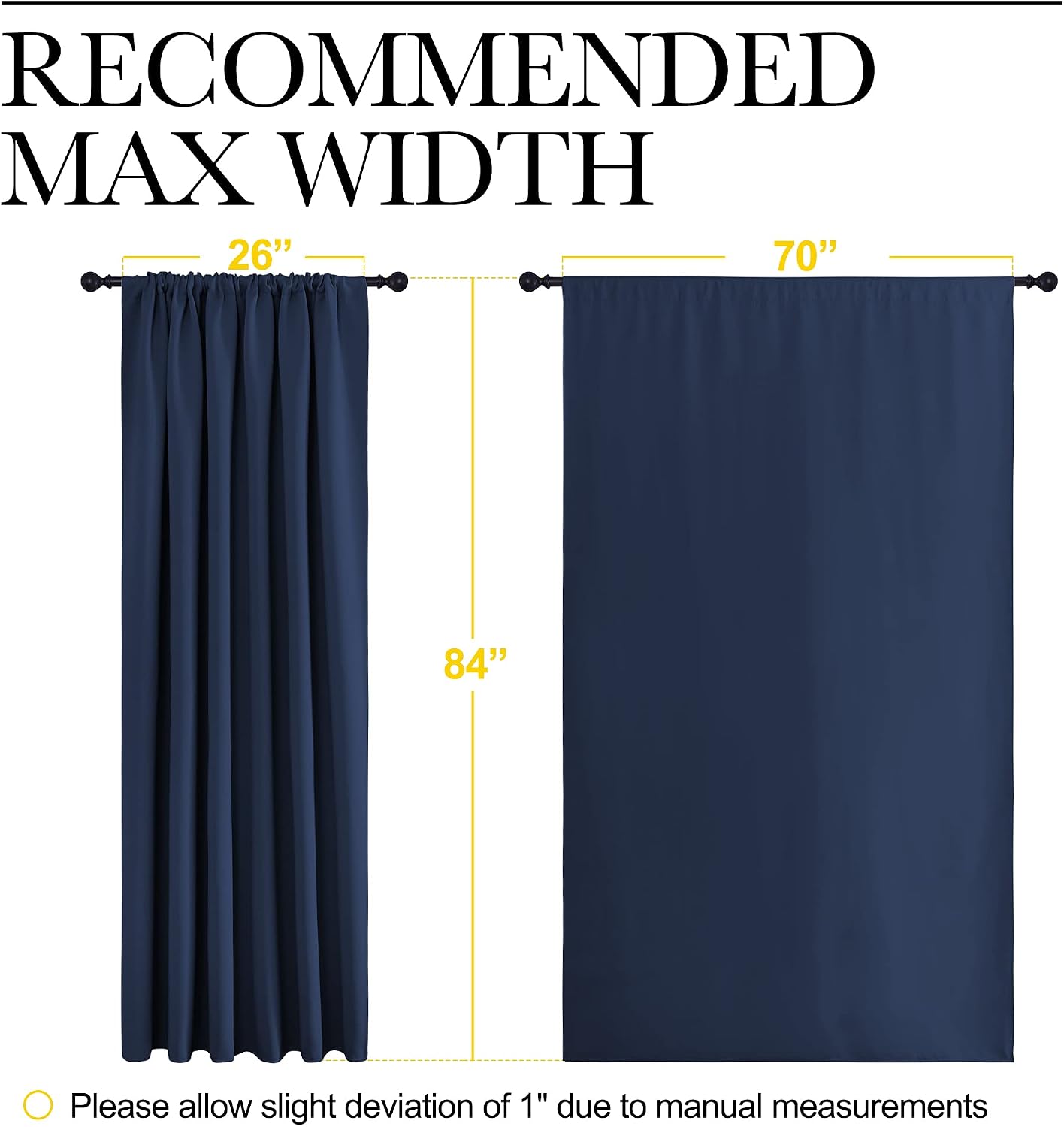 NICETOWN Living Room Curtains, Blackout Draperies, Home Decorations Thermal Insulated Solid Rod Pocket Blackout Drapes for Cafe (Navy…