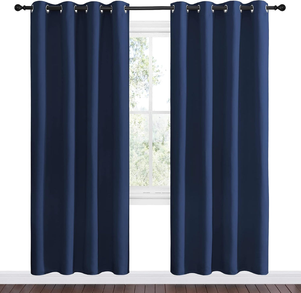 Nicetown Navy Blackout Curtains 78" Long for Living Room, Thermal Insulated Window Treatment Light Reducing Room Darkening Drapes for Boys…
