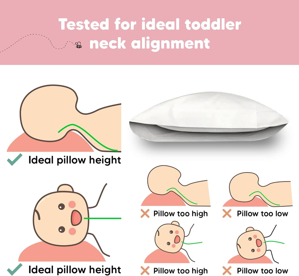 Toddler Pillow with Pillowcase - 13x18 My Little Dreamy Kids Travel Bed Pillows for Sleeping, Organic Cotton Small Pillowcase, Soft &…